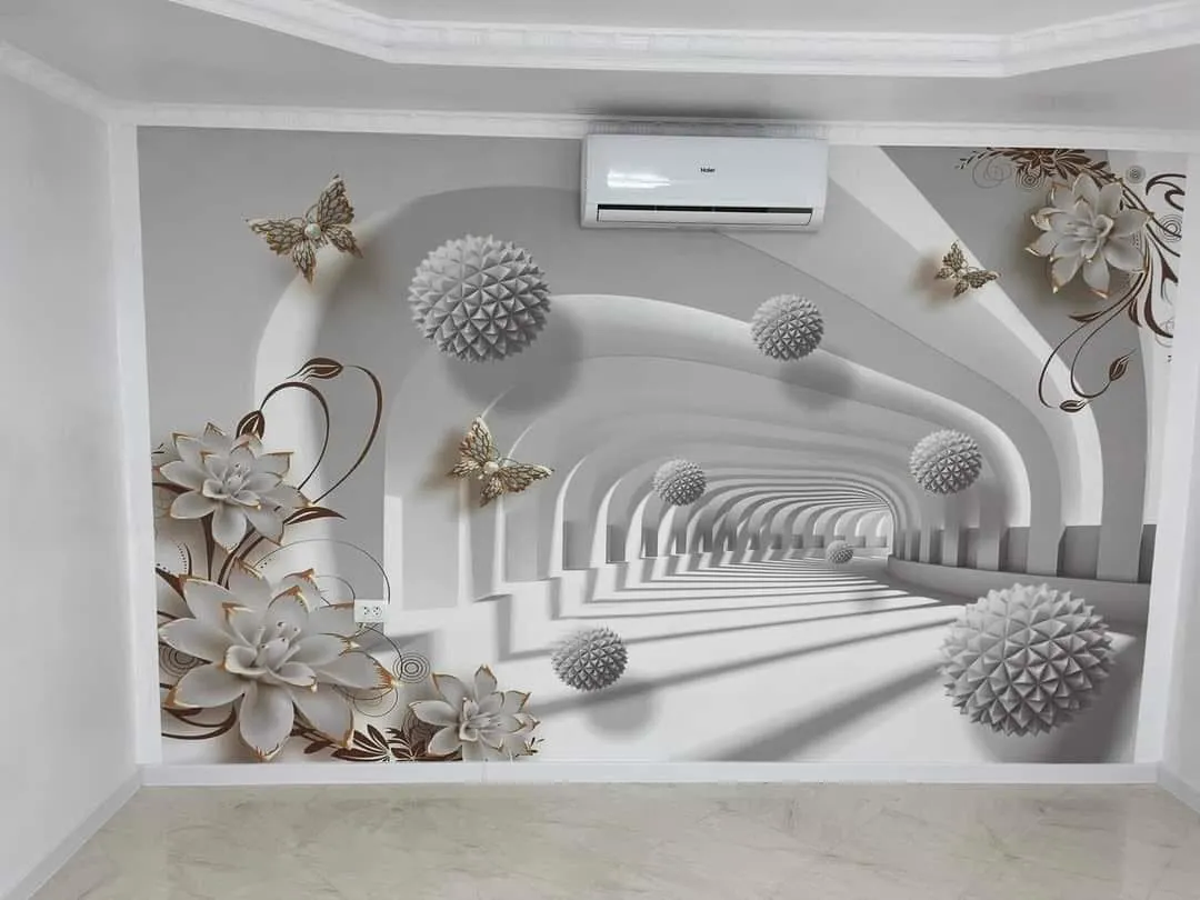 Montaj pe perete cu tapet decorativ